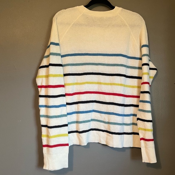 New Faherty Sz XL Womens Waffle Knit Rainbow Stripe Long Sleeve Sweater Top $148 - Picture 10 of 10